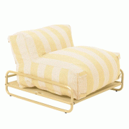 Chauffeuse rayée salon de jardin modulable et structure jaune clair - jaune polyester 115339