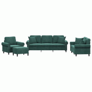 Ensemble de canapés 4 pcs avec coussins vert foncé velours Modèle Quorvalis - 8721012071698