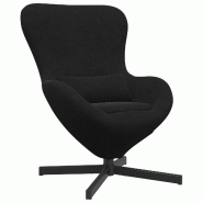 Fauteuil œuf Noir 63 x 73 x 90 cm Velours Modèle Pervoriax - 42002762