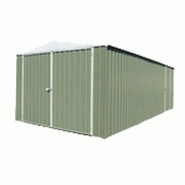 Garage simple métal / toit double pente / porte battante / vert / 3 x 5.96 x 2.06 m