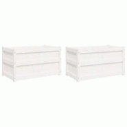 Helloshop26 - Jardinière bac lit surélevé plantes fleurs jardin terrasses lot de 2 bois de pin massif blanc 02_0039038 - 3000217988389 Helloshop26 - Jardinière bac lit surélevé plantes fleurs jardin terrasses lot de 2 bois de pin massif blanc 02_0039038 - 3000217988389