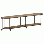 Helloshop26 - Meuble TV design industriel grand espace rangement 160 x 42 x 40 cm en bois massif marron 02_0057615 - marron Bois massif 3000240135231