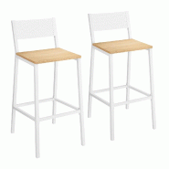 Helloshop26 - Tabourets de bar lot de 2 chaises hautes sièges cuisine salle à manger style industriel beige 12_0007750 - 3000224247509
