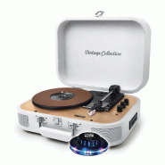 Pickering Platine vinyle stéréo Muse MT201-WW, 33/45/78 - Enceintes intégrées - Bluetooth USB lecture/Encodage SD/AUX - Bois et blanc, LED - 36666