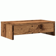 Support de moniteur table meuble bureau avec tiroirs vieux bois bois d'ingénierie marron 02_0044949 - marron Bois massif 3000220395051