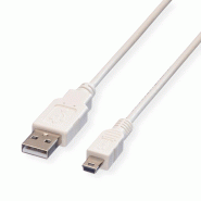 VALUE Câble USB 2.0, type A - mini 5-broches, blanc, 0,8 m_0