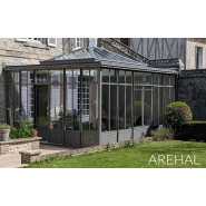 Véranda de style ancien avec profilés de la gamme Esprit Acier d'AREHAL Véranda de style ancien avec profilés de la gamme Esprit Acier d'AREHAL