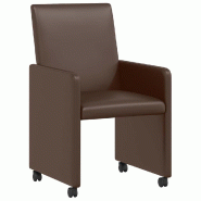 VidaXL Chaises de Salle à Manger avec Roues 2 pcs Marron Faux cuir Modèle Orvanel - 42017818