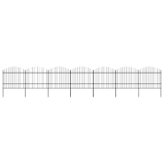 Vidaxl clôture de jardin à dessus en lance acier (1,5-1,75)x11,9m noir 277745