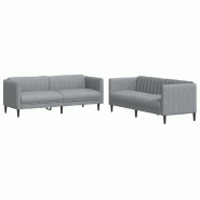 VidaXL Ensemble de canapés 2 pcs gris clair tissu Modèle Dermontia - 3209238
