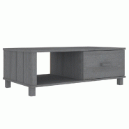 VidaXL Table basse HAMAR Gris foncé 100x55x35 cm Bois massif de pin Modèle Opaline - 340454