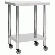 VidaXL Table de travail de cuisine avec roues 80x45x85 cm Inox - 51635