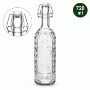 WDMT Bouteille en verre à bouchon mécanique 720 ml – transparente – verre en relief réutilisable - transparent verre FN29350_0