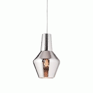 Zafferano Suspension Romeo Ø 250 X 3180 Mm. 1 Ampoule E27 70 W Hs-Ip20-V. Gris, Fibre De Verre Argentée - argenté 8054346792640
