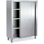 Armoire haute inox P 600 x H 1900 - 2 portes coulissantes -_0