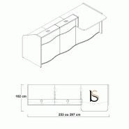 Banque d'accueil WAVE avec accès PMR - MDD - Blanc brillant, Droite, 253