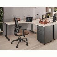 Bureau individuel avec retour et caisson hauteur bureau en métal Bureau individuel avec retour et caisson hauteur bureau en métal