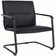 Décoshop26 - Chaise de bureau fauteuil visiteur avec accoudoirs en PVC noir et métal noir 10_0001922 - noir métal 3000250739269