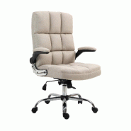 Décoshop26 - Chaise de bureau pivotante réglable en hauteur en tissu marron clair forme ergonomique 04_0001877 - marron 3000153232690