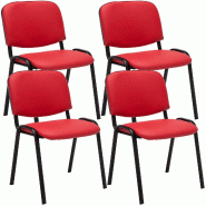 Décoshop26 - Lot de 4 chaises visiteur empilable zone d'attente en PVC rouge piètement à 4 pieds en métal noir 10_0003187 - 3000251445473