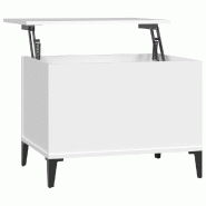 Décoshop26 - Table basse plateau relevable design moderne et contemporaine 60 x 44,5 x 45 cm bois d'ingénierie blanc et métal DEC037907 - blanc mé