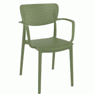 Fauteuil empilable d'extérieur en polypropylène Loft coloris vert olive