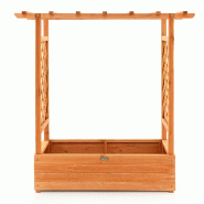 Helloshop26 - Jardinière en bois de sapin avec treillis latéraux 110 x 44 x 113,5 cm jardinage extérieur avec drainage ambiance cosy 20_0012199 - 3