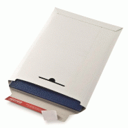 Pochette d'expédition blanche en carton rigide 24.5x34.5x3cm