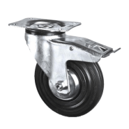 Roulette pivotante À frein sur platine  charge 70kg roue caoutchouc diamÈtre 80mm avec moyeu lisse