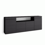 SKRAUT HOME Buffet salon et cuisine, 200x75x35cm, 4 Portes, Meuble chaussure, Noir - noir Bois manufacturé 64_9