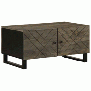 VidaXL Table basse noir 80x50x40 cm bois massif de manguier Modèle Panorama Moderne - 4017689