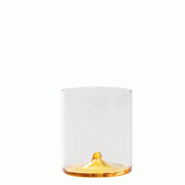 Zafferano Discobolo Tumbler Set De 4 Verres En Verre Borosilicate Soufflé À La Main Transparent Et Jaune Or Capacité 34,5 Cl Design Élégant Fabri