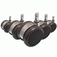 5 roulettes design 11mm / 65mm, roulettes sols durs pour siège de bureau, chromé hjh OFFICE - argenté multi-matériau 619020