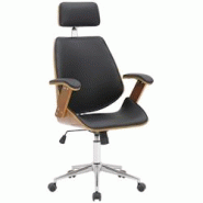 CLP Fauteuil de bureau Chicago en similicuir avec coque d'assise en bois Noyer / Noir - marron Bois manufacturé 320526 CLP Fauteuil de bureau Chicago en similicuir avec coque d'assise en bois Noyer / Noir - marron Bois manufacturé 320526