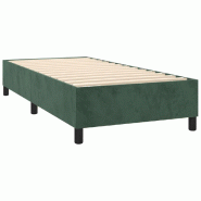 Décoshop26 - Sommier à lattes sur pieds cadre de lit 90x200 cm tissu velours vert foncé TDL0206873 - 3001001532696