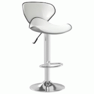 Décoshop26 - Tabouret de bar x1 chaise haute avec repose-pieds en PVC blanc DEC029444 - blanc 3000257377600