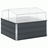Helloshop26 - Jardinière contemporaine industrielle pour jardin 100 x 100 x 77 cm look brut et fonctionnel en acier galvanisé 02_0059253 - acier 300