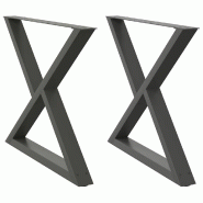 Helloshop26 - Lot de 2 pieds de table à manger fixes élégants 90 x 73 cm avec patins réglables en acier anthracite 02_0057019 - acier 3000239817803