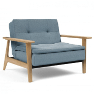 INNOVATION LIVING  FAUTEUIL DESIGN DUBLEXO FREJ SOFT INDIGO CONVERTIBLE LIT 90*115 CM PIÉTEMENT CHÊNE CLAIR