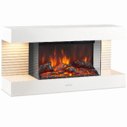 KAMINIO Cheminée électrique LIZ - Cheminée murale avec chauffage, effet de flamme 3D, lumière d'ambiance LED, télécommande - Blanc - EM01-W