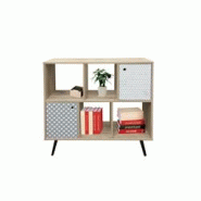 Möbilia Buffet | 4 compartiments ouverts, 2 portes | L 98,5 x L 29 x H 87 cm | MDF blanc laqué / bleu, blanc - multicolore Bois manufacturé 25020096 Möbilia Buffet | 4 compartiments ouverts, 2 portes | L 98,5 x L 29 x H 87 cm | MDF blanc laqué / bleu, blanc - multicolore Bois manufacturé 25020096