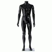 Mannequin homme modulable noir brillant sans tête - jambes droites - polypropylène - 184cm