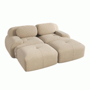 Merax Canapé modulaire en corde 2 places avec 2 tabourets, canapé nuage sans cadre, près du sol avec assise profonde, peut également être utilis�_0