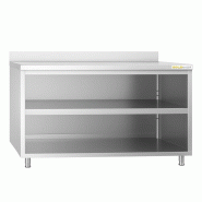 Meuble bas inox ouvert 1800x800 mm adossé PREMIUM - GOLDINOX - gris inox 3701770813100