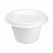 Pot sauce bagasse blanc + couvercle 120ml - par 50