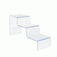 Présentoir escalier 3 marches - PMMA 10x30x15cm - Transparent - Épaisseur 5mm