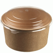 Saladier Ecokraft carton laminé naturel 1000ml + couvercle PET - par 250