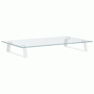 Support de moniteur table meuble bureau 60 x 35 x 8 cm verre trempé et métal blanc 02_0044898 - blanc verre 3000220403305