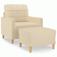 VidaXL Fauteuil avec repose-pied Crème 60 cm Tissu Modèle Vega Master Advance - 3200995
