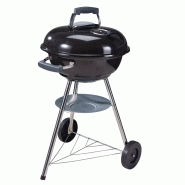 WellHome - Barbecue au charbon avec roues Ø47x48,5cm avec grille en acier chromé et grille à charbon - noir inox WH17578